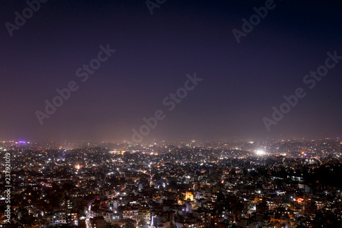 Night city of Kathmandu. Nepal. View from above.