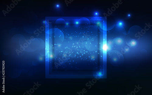 Blue light, glowing effect neon frame tag, banner decoration, technology abstract background vector illustration