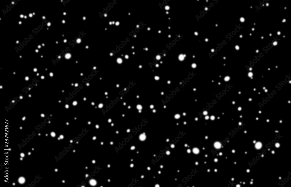 Snow texture, white snowflakes on a black isolated background. To insert in overlay mode