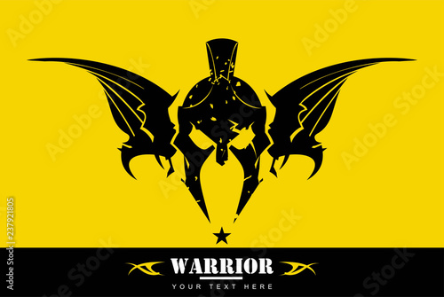 dusty spartan helmet with the wings, warrior head, trojan mascot.