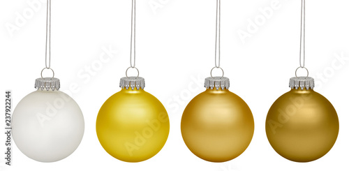 Set of christmas baubles isolated on white background
