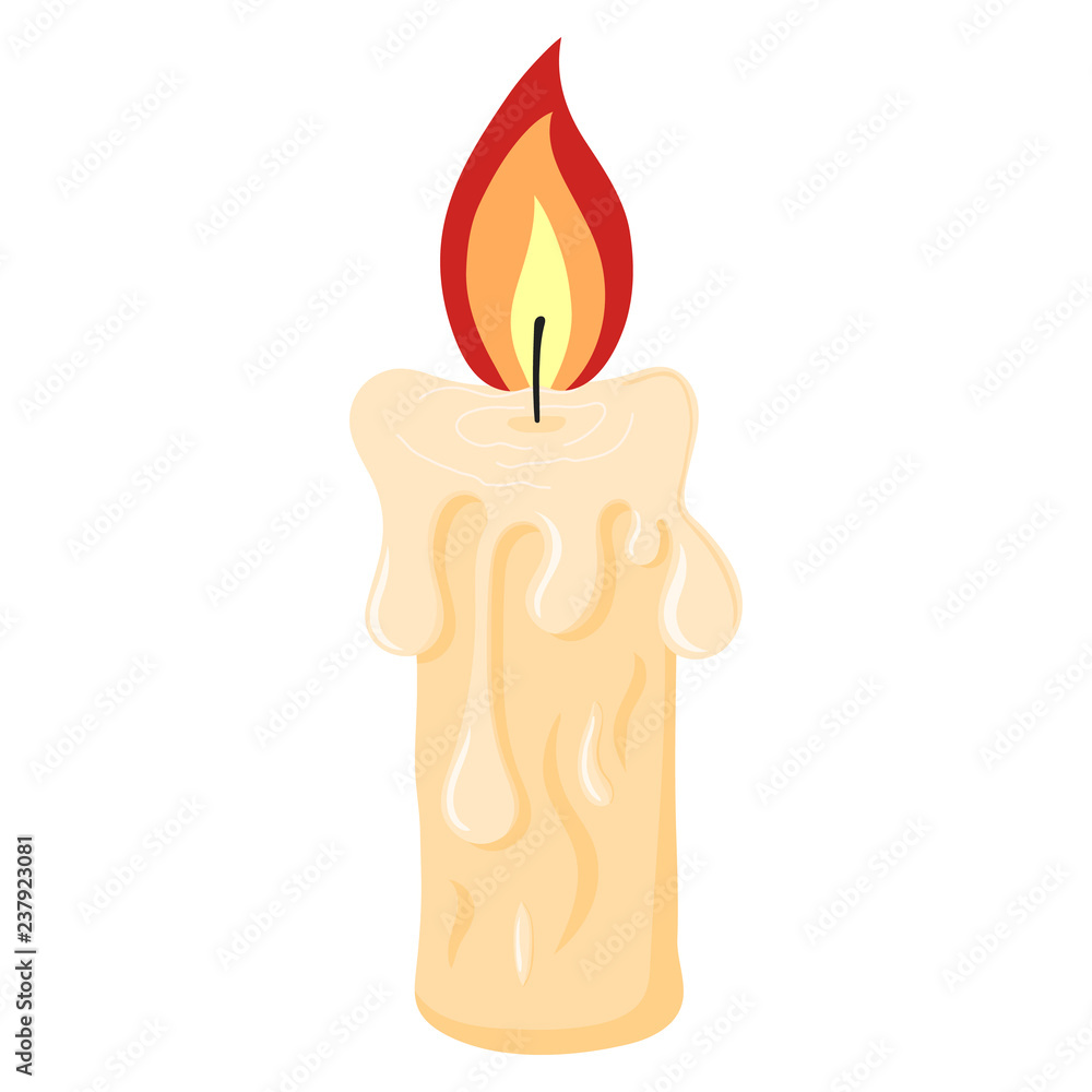 Burning Candle from Paraffin Wax for Your Design, Game, Card. Vector  Illustration isolated on white background. Cartoon Style. Holiday Elements.  Stock Vector | Adobe Stock
