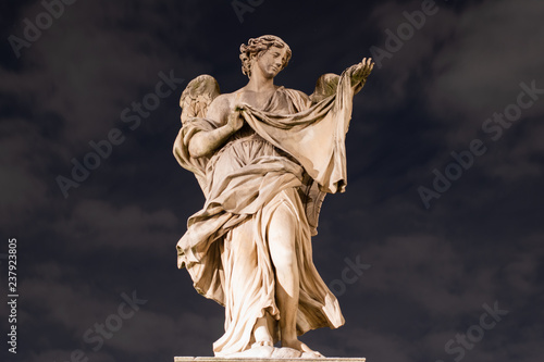 Statue On Bridge Ponte Sant'Angelo Called 