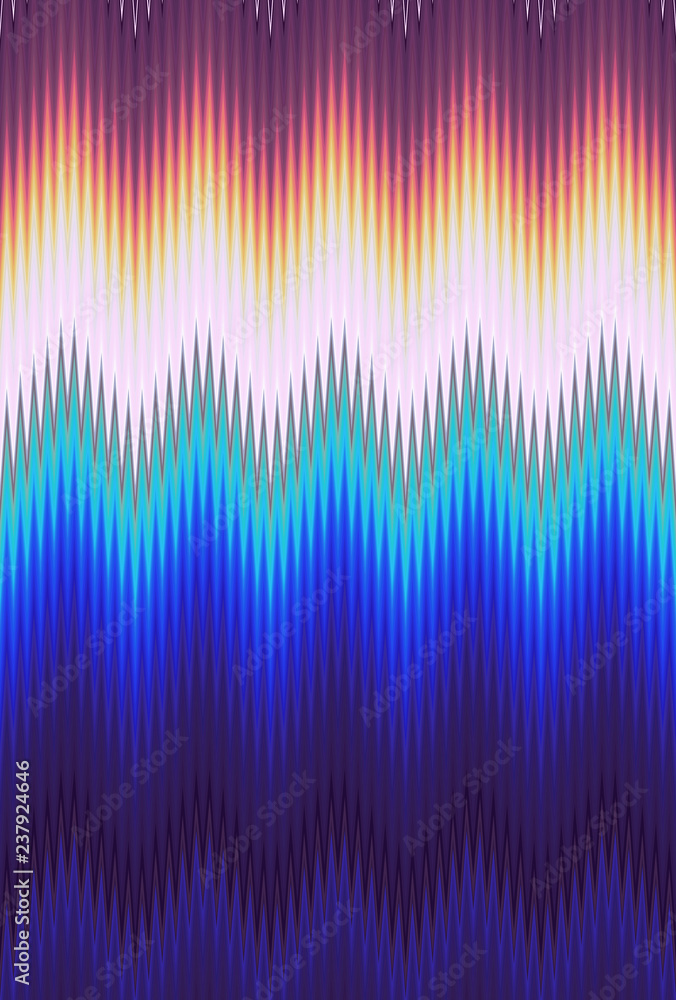 Chevron zigzag wave pattern abstract art background trends. Holographic iridescent surface wrinkled foil. Hologram multiple colors.