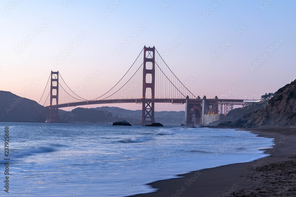 Stretching a mile below the rugged cliffs on the Presidio’s western shoreline, Baker Beach’s spectacular outside-the-Gate views of the Bridge and the Marin Headlands are unsurpassed. Stretching a mile below the rugged cliffs on the Presidio’s western shoreline, Baker Beach’s spectacular outside-the-Gate views of the Bridge and the Marin Headlands are unsurpassed.