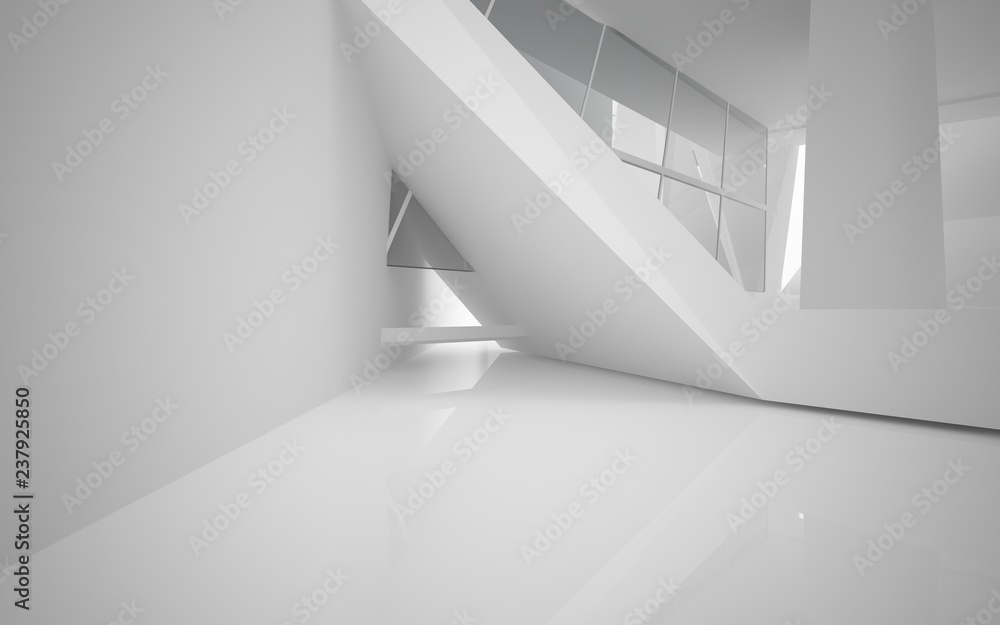 Obraz premium Abstract white interior of the future. 3D illustration and rendering