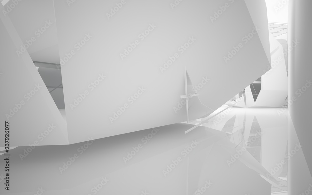 Abstract white interior of the future. 3D illustration and rendering Abstract white interior of the future. 3D illustration and rendering