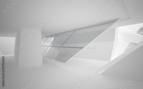 Abstract white interior of the future. 3D illustration and rendering