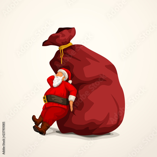santa pushing bag