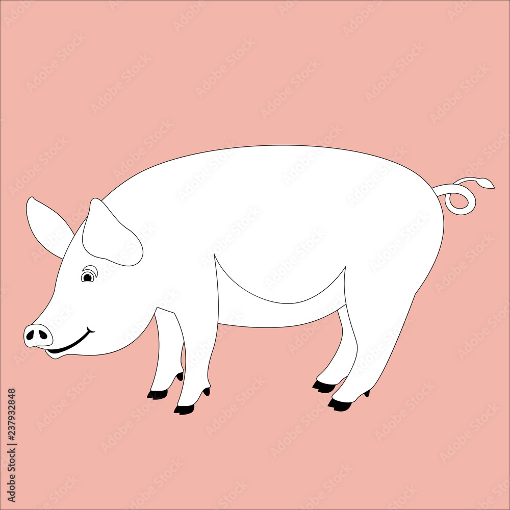 Obraz premium pig vector illustration , lining draw ,profile