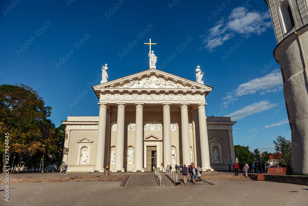 Obraz premium St. Stanislaus Cathedral on Cathedral Square in the historic part of the old city of Vilnius. Lithuania