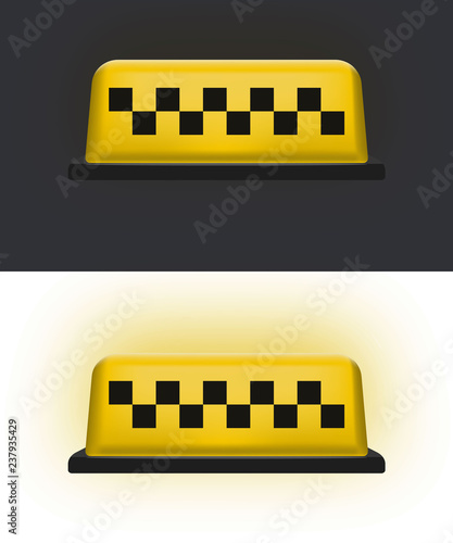 Yellow Taxi car Roof. Taxi icon. Vector illustration