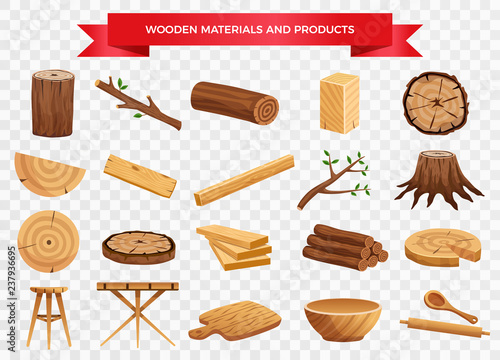 Wood Material Products Set 