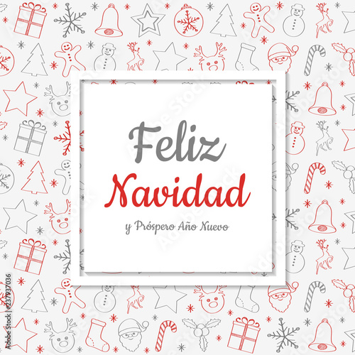 Feliz Navidad - translated from spanish as Merry Christmas. Vector