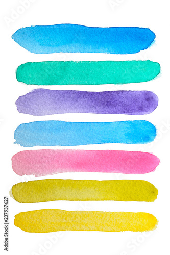 Colored stripes. Abstract watercolor handmade. Isolated set watercolor illustration for decoration