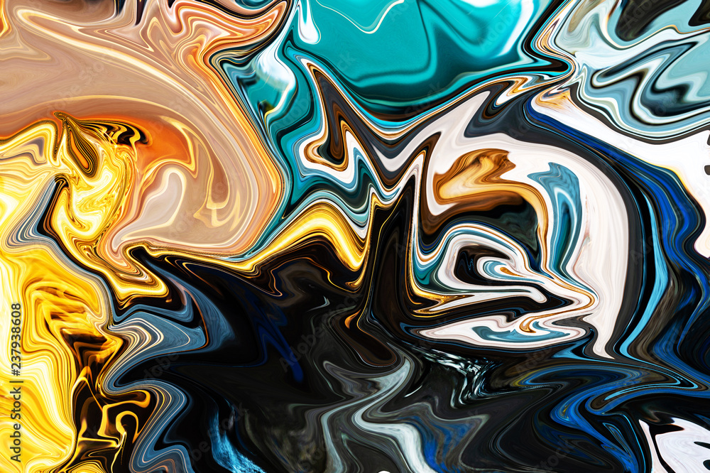 Obraz premium Abstraction of rounding and distortion of yellow gold. Spectrum of color fusion by plastic change of color forms of high-quality photos.