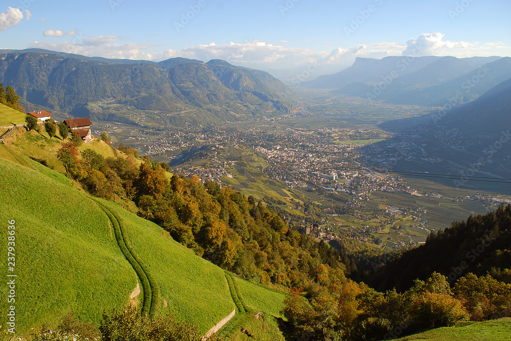 A view of the Adige valley from Merano to Bolzano, South Tyrol, Italy