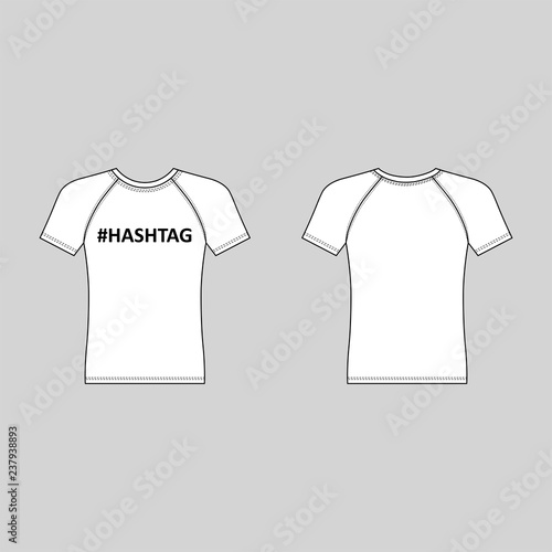 T shirt hashtag man template (front, back views)