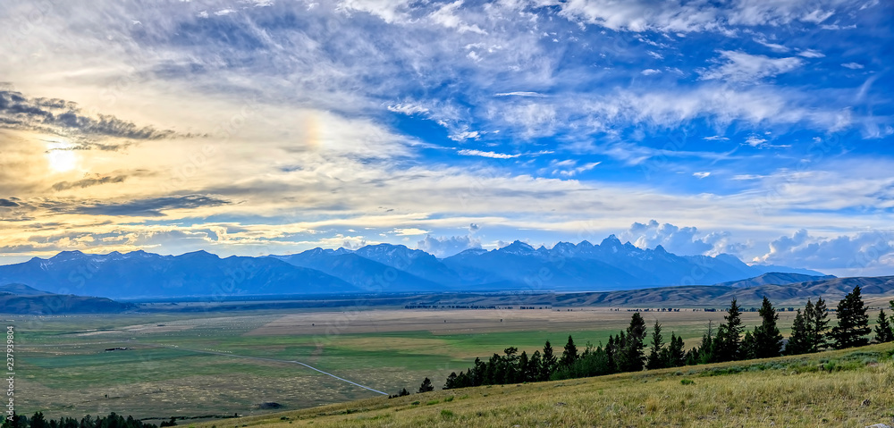 Panorama at Sunset of Mountain Range Panorama at Sunset of Mountain Range