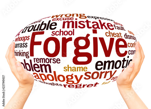 Forgive word cloud hand sphere concept photo