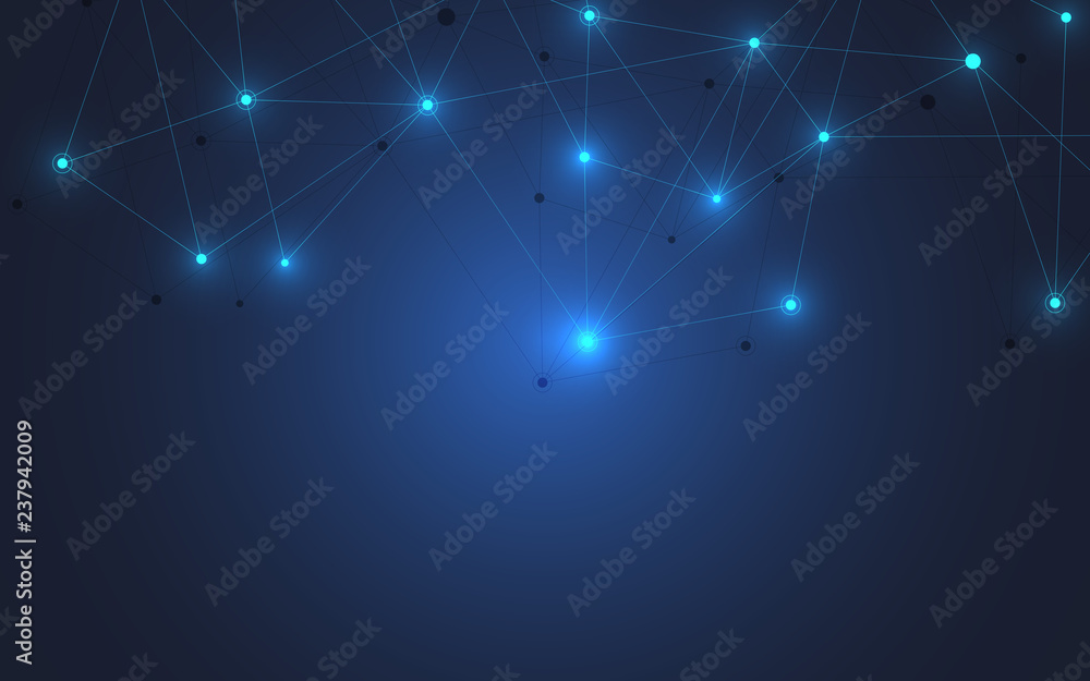 Geometric abstract background with connected dots and lines. Molecular structure and communication. Digital technology background and network connection. Geometric abstract background with connected dots and lines. Molecular structure and communication. Digital technology background and network connection.