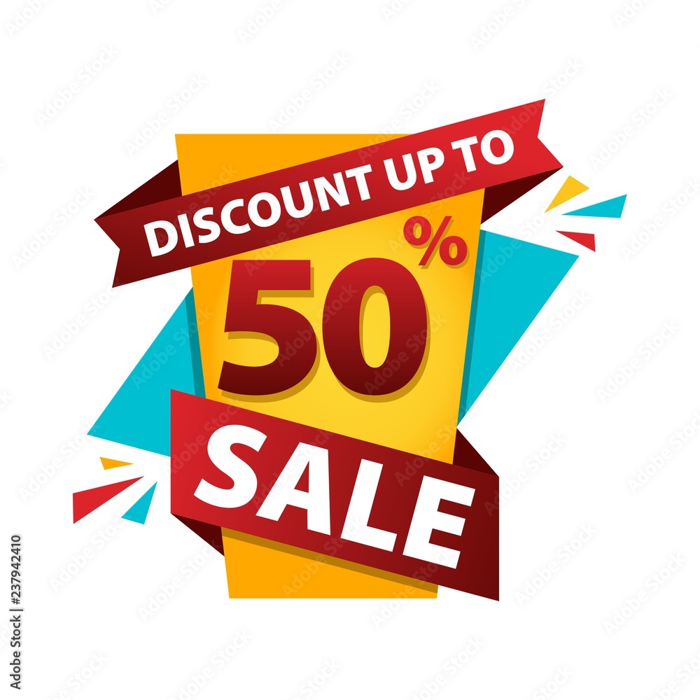 Sale banner template design, poster, banner, up to 50% off. Vector illustration. Store label. Communication poster Sale banner template design, poster, banner, up to 50% off. Vector illustration. Store label. Communication poster