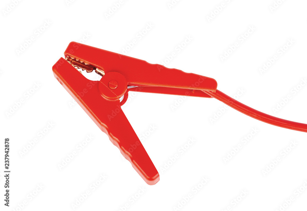 Red terminal for booster or recharge car battery. Red terminal for booster or recharge car battery.