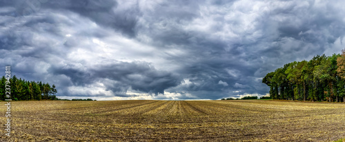 Cloudy sky over farmland in Exloo  Drenthe  NL 
