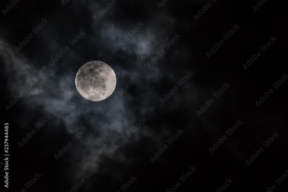 full moon in the sky with clouds
