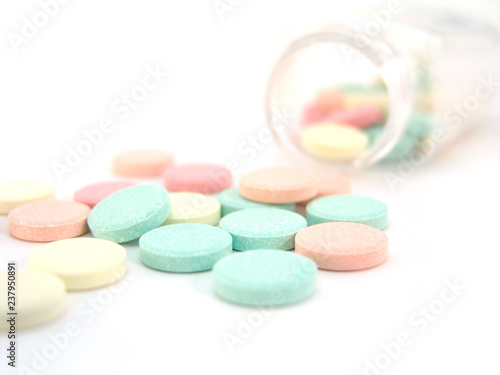 Antacids on white background