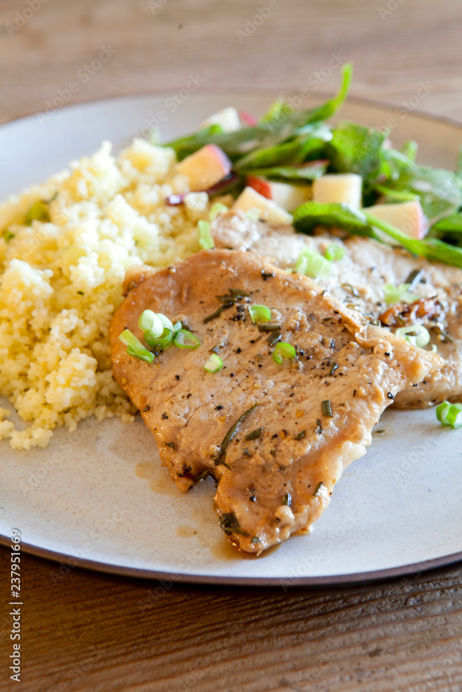 Maple Glazed Pork with Apple Salad and Couscous