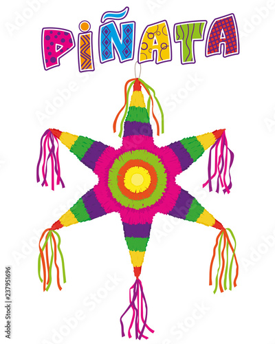 Colorful pinata. Mexican pinata for a fun childrens holiday.