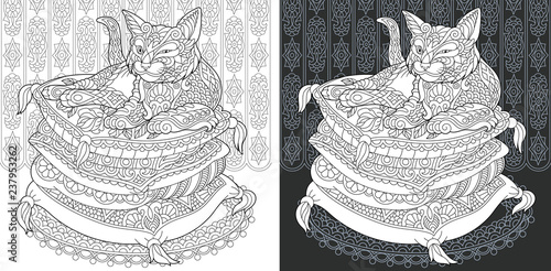 Coloring page with a cat