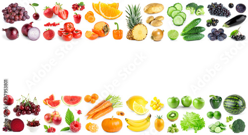 Fototapeta Naklejka Na Ścianę i Meble -  Color fruits and vegetables on white