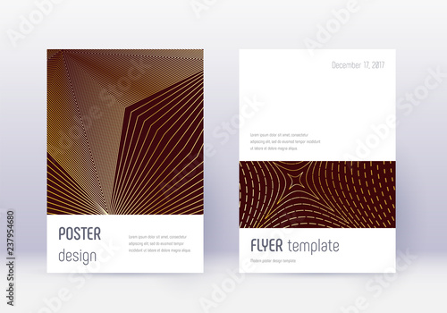Minimalistic cover design template set. Gold abstr