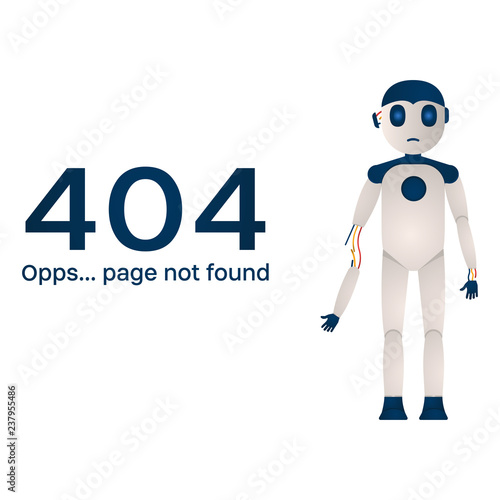 Page Not Found Error 404. Broken robot for your website projects. vector illustration on a white background.