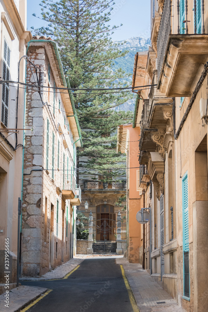 Fototapeta premium Soller, Mallorca, Spain - July 20, 2013: View of the streets of Soller