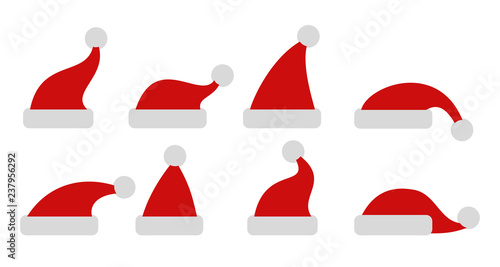 Set red Christmas hats – stock vector