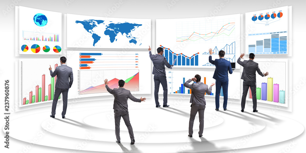 Businessman in business visualization and infographics concept Businessman in business visualization and infographics concept