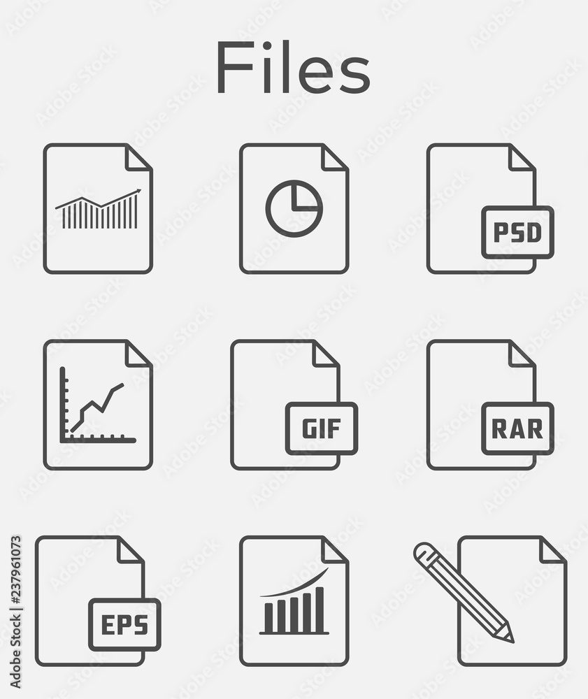 Outline files icon set.Vector illustration Outline files icon set.Vector illustration