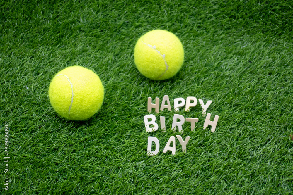 Tennis Happy Birthday on green grass