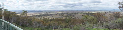 Australian farm and fields from a mountain lookout