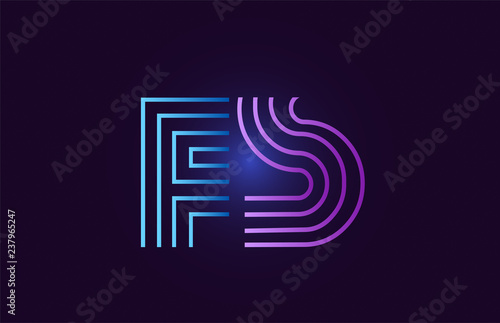 blue pink fs f s gradient alphabet letter combination logo icon design