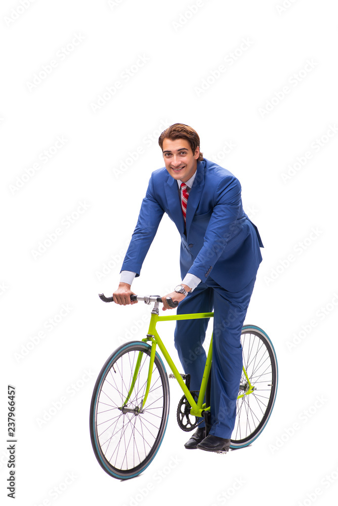 Young businessman using bike to commute to the office Young businessman using bike to commute to the office