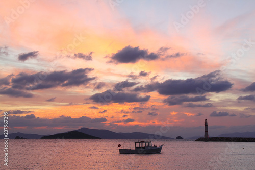 Fototapeta Naklejka Na Ścianę i Meble -  Seaside town of Turgutreis and spectacular sunsets