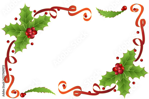 Christmas ribbons frame card design