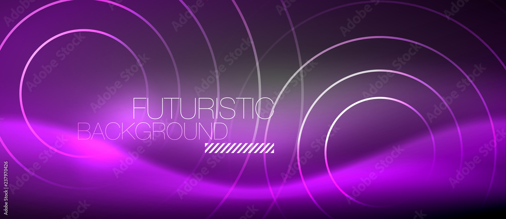 Neon circles abstract background, shiny lines Neon circles abstract background, shiny lines