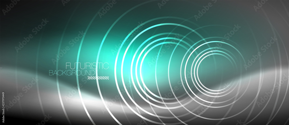 Neon circles abstract background, shiny lines Neon circles abstract background, shiny lines