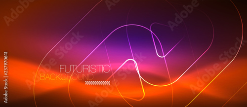 Color shiny neon lights background with abstract lines