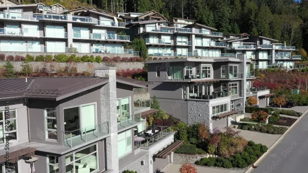 A perfect neighbourhood. Houses in suburb at Summer in the north America. Luxury houses with nice landscape. Aerial drone view. A perfect neighbourhood. Houses in suburb at Summer in the north America. Luxury houses with nice landscape. Aerial drone view.